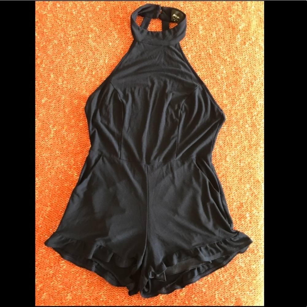 Nasty Gal Halter Romper w/ Button Collar